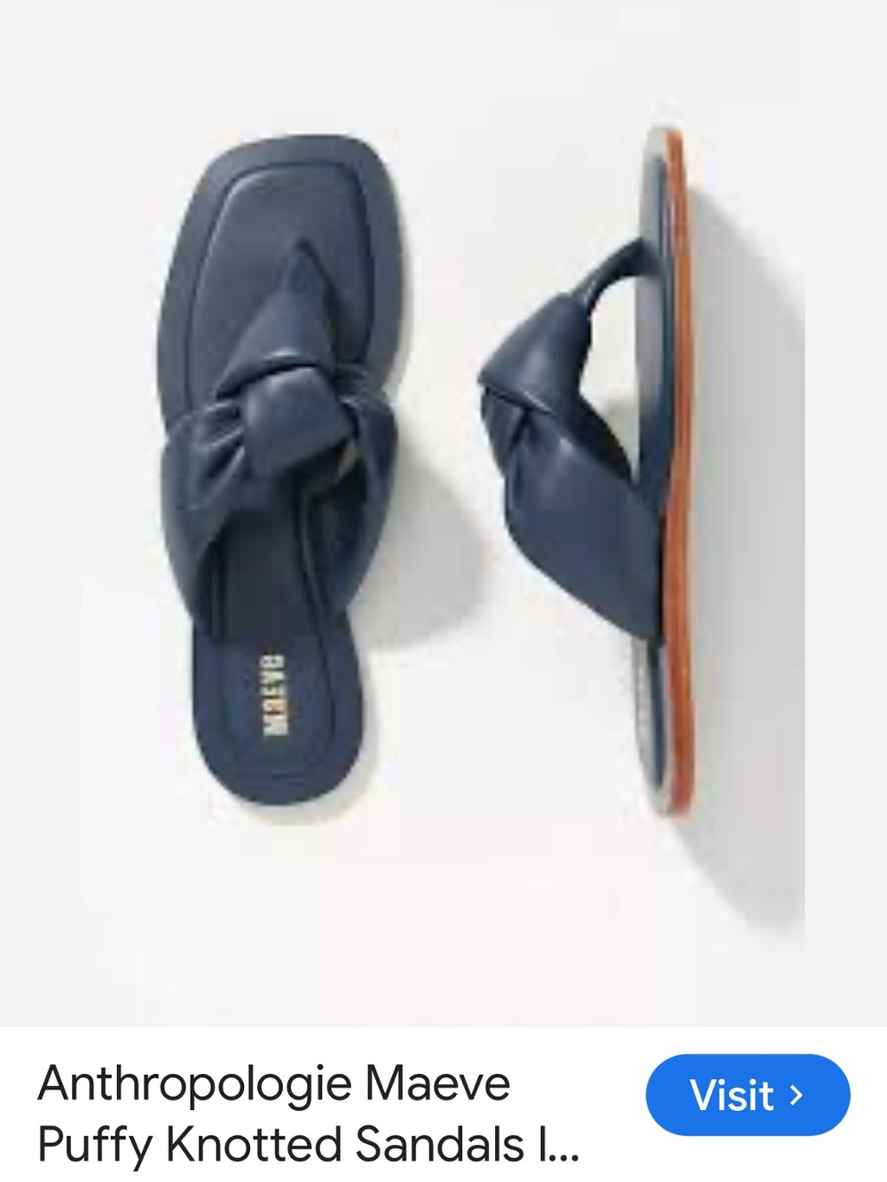 Maeve Navy Knotted Puffy knotted Leather Sandals. Sz 8